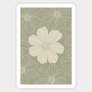 Marsh Mallow Doodle Flower Beige and Sage Green Sticker